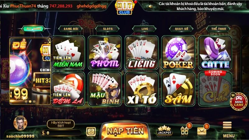 Tận hưởng đa dạng game cược tại HitClub