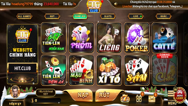 Các sản phẩm game bài chất lượng, đa dạng